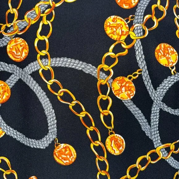 Vintage STARINGTON Sequin & Bead Embellished Chain & Coin Silk Blouse - EUC - 8 - Picture 8 of 16